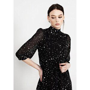 DISTURBIA Cosmos star print high neck chiffon dress US size 2